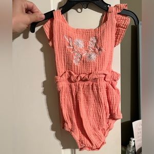 Boutique peach one piece baby outfit